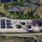 vista aérea de la estación depuradora de aguas residuales
